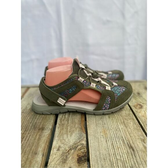 Lands’ End Wm’s Size 10D Floral Trail Sandals Olive Green Adjustable Hiking Shoe - Picture 3 of 9